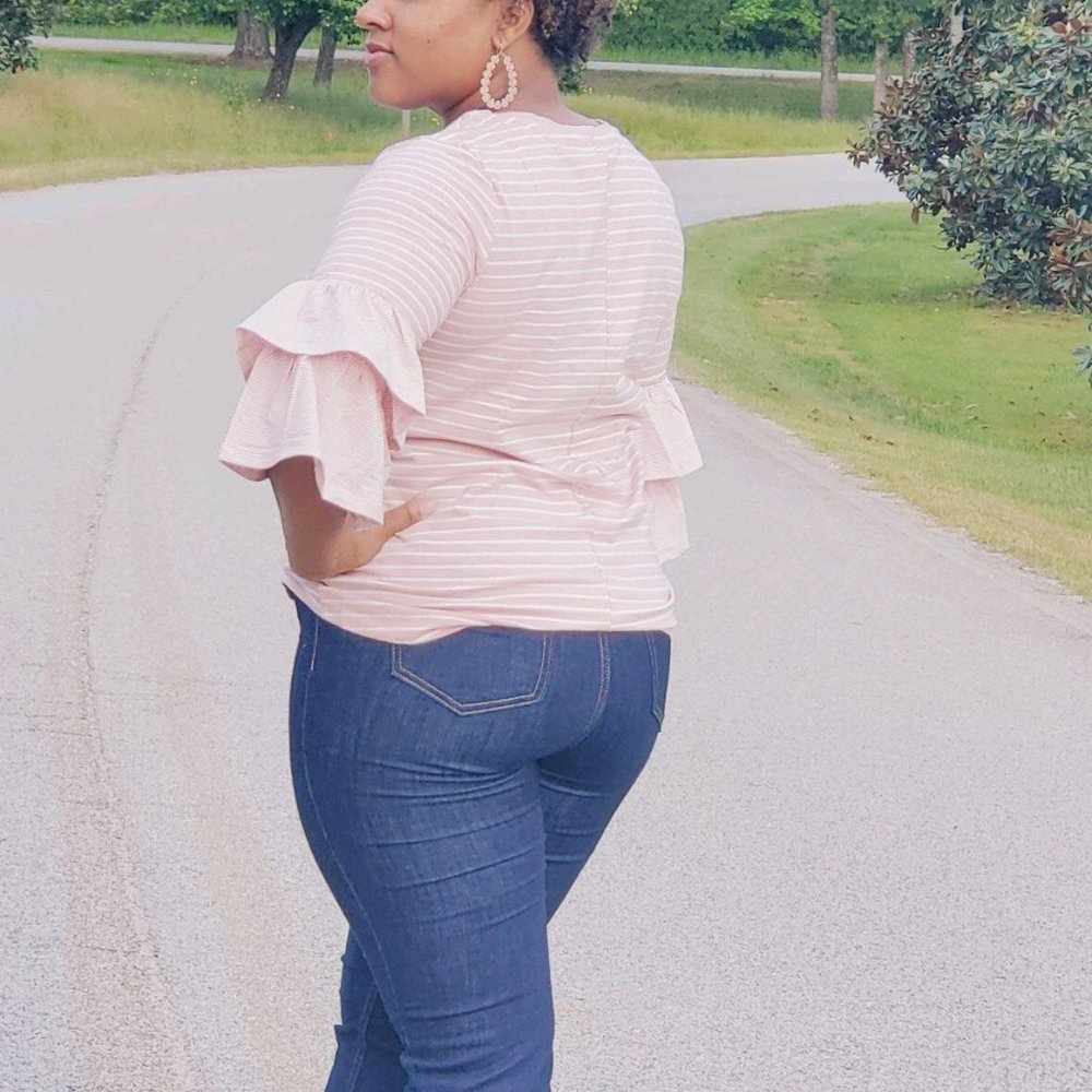 Pink Ruffle Sleeve Top - Picture 3 of 3